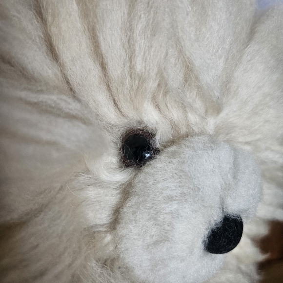 Alpaca Fur Light Tan/ Cream Teddy Bear Alpaca Wool Fleece Hair Plush Bear - Picture 10 of 11